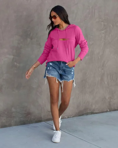 Miniatura 4 de VICHYIE Sudadera con capucha para mujer, de manga larga, recortada, para otoño