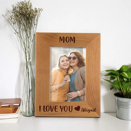 Miniatura 5 de Marco de fotos personalizado para regalos de mamá de hija e hijo, 4 x 6, 5 x 7, 8 x 10, mamá y yo, marco de fotos de madera de aliso personalizado