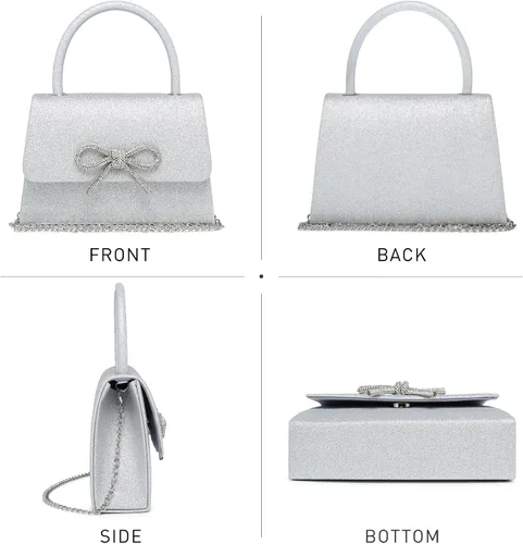 Miniatura 48 de Dasein Bolso de noche para mujer, embragues de fiesta, bolsos de boda, cóctel, baile de graduación, bolsos con purpurina esmerilada
