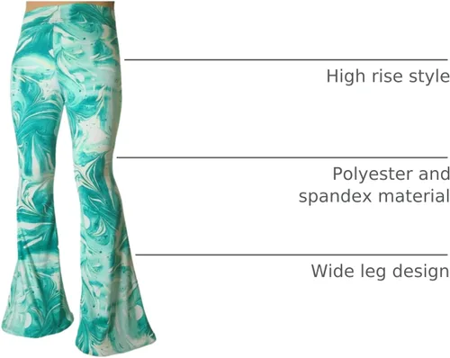 Miniatura 111 de ShopMyTrend - Pantalones de yoga largos con piernas anchas y acampanadas estilo palazzo, con cintura alta, para mujer