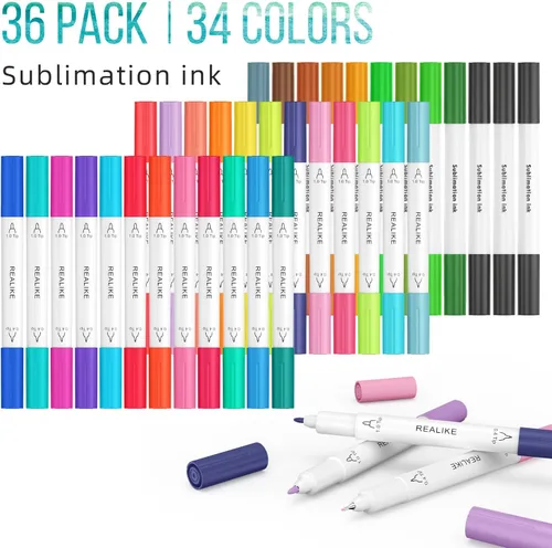Miniatura 4 de REALIKE Bolígrafos infusibles de doble punta compatibles con Cricut Joy/Xtra, juego de 36 marcadores de sublimación (punta de 0.4 y punta 1.0)