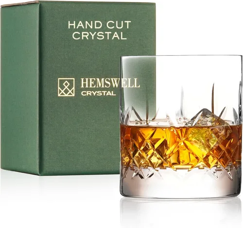 Vaso de Whiskey Individual – Vaso Old Fashioned para Hombres – 11oz Un Vaso Bajo de Cristal Tumbler con Base Sólida y Borde Fino – Vaso de Bourbon –