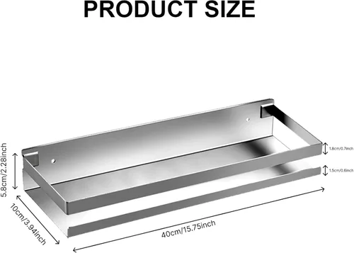 Miniatura 3 de Estante de baño de acero inoxidable de 15.75 pulgadas, estante de ducha para baño, cocina, ducha, estante de almacenamiento de metal a prueba
