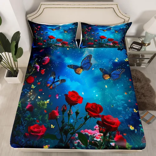 Miniatura 32 de Erosebridal Phoenix - Juego de sábanas de tamaño matrimonial, juego de sábanas bajeras de Phoenix con estampado de pájaro mágico para niños, Color 14