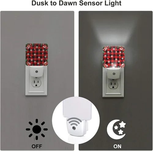 Miniatura 3 de Paquete de 2 luces LED de noche enchufables con diseño de calabazas de Acción de Gracias, sensor automático, hojas de otoño, juego de 2