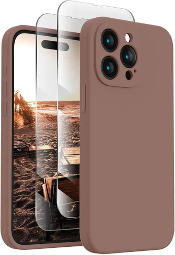 FireNova Funda diseñada para iPhone 15 Pro, funda de silicona mejorada [protección de cámara] con [2 protectores de pantalla], forro interior de