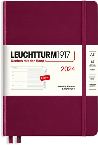 Miniatura 22 de LEUCHTTURM1917 - Agenda semanal y cuaderno 2024 con folleto adicional, tapa dura, composición (B5), verde (1 de enero - 31 de diciembre de 2024)