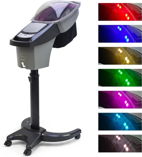 Elitzia Vaporizador de pelo de 7 colores negro con capucha micro niebla ozono para cabello negro natural ruedas de altura ajustable 3 modos 5