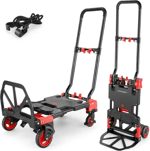 Miniatura 8 de Carro de mano plegable de 330 libras, de transporte resistente, combinación de cuatro ruedas y dos ruedas convertible carrito Dolly con mango