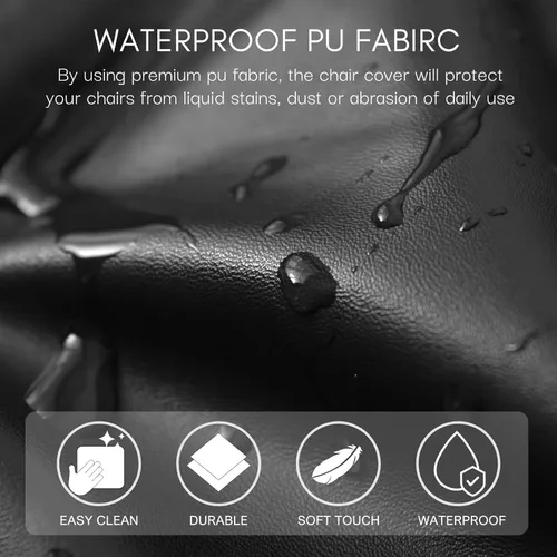 Miniatura 2 de SearchI Fundas impermeables de cuero PU para asientos de sillas de comedor, paquete de 6 fundas elásticas para sillas de comedor, protectores