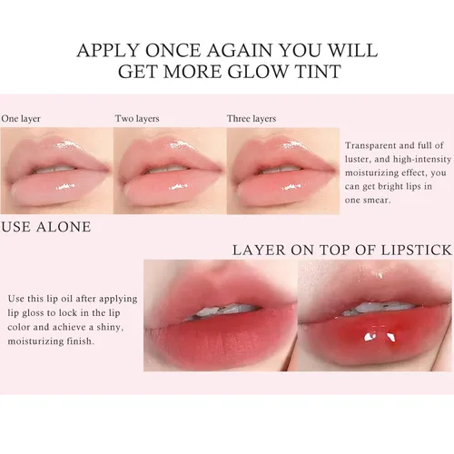 Miniatura 3 de KYDA Aceite de brillo labial hidratante, brillo labial de aceite hidratante transparente voluminizador, aceite labial teñido para el cuidado