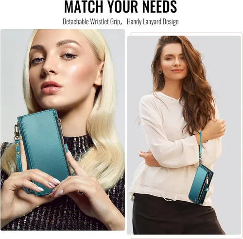 Miniatura 5 de Defencase Compatible con Galaxy A14 5G Funda Cartera con Tarjetero de Bloqueo RFID para Mujeres y Hombres, Funda de Teléfono Cartera de Cuero PU