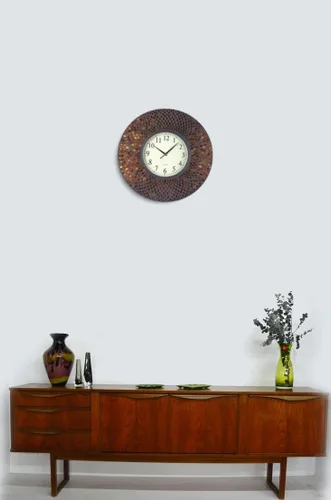 Miniatura 4 de Lulu Decor, reloj de pared de mosaico ámbar báltico, redondo, decorativo, estilo árabe, diámetro 19 pulgadas, tamaño de dial 9 pulgadas, perfecto