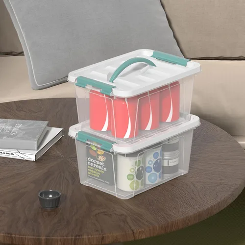 Miniatura 3 de Yuright Contenedor de plástico transparente de 6 cuartos de galón con tapa, paquete de 2 cajas de almacenamiento con pestillo