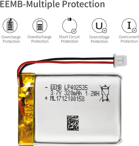 Miniatura 5 de EEMB Batería de polímero de litio 3.7V 320mAh 402535 Lipo Batería recargable con conector Molex de alambre para altavoz y dispositivo inalámbrico