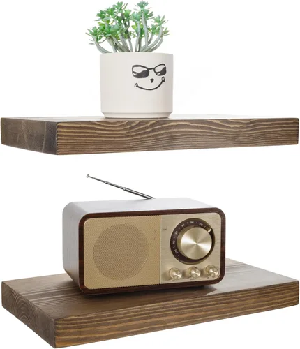 Miniatura 47 de BGMG Estantes flotantes de madera de 12 pulgadas, estantes flotantes negros, estantes de pared de madera maciza para baño, sala de estar