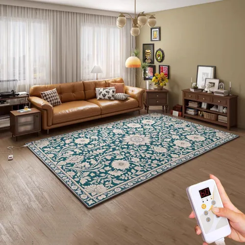 Graphene Electric Heated Floor Mat, Electric Heated Area Rug, Indoor Floor Heater with Timer, Fast Warm Up, for Office, Bedroom, Living Room(A,120 *