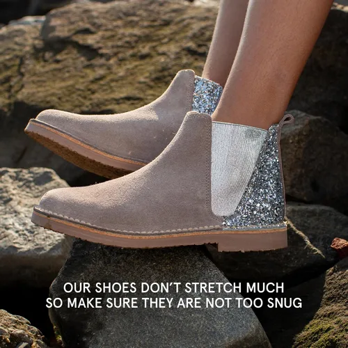 Miniatura 5 de Childrenchic - Botines Chelsea de gamuza con tacones brillantes, zapatos casuales de invierno para niñas, para la escuela, bodas y fiestas