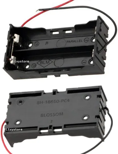 Miniatura 2 de Soporte para batería 18650, 4 piezas, 2 ranuras x 3.7 V, caja de almacenamiento de batería DIY, en paralelo caja de baterías de plástico negro