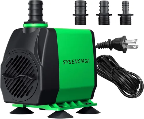 Bomba de agua sumergible de fuente de 40 W, bomba de acuario ultra silenciosa ajustable de 1000 GPH, bomba de estanque pequeño con 3 boquillas,