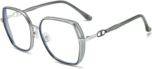 Miniatura 8 de Gafas grandes con bloqueo de luz azul para mujeres y hombres, elegantes lentes de metal Retr Anti-UV Antifatiga Anti-Blue Eye Glasses