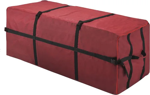 Elf Stor Bolsa de almacenamiento para árbol de Navidad de lona resistente con correas, se adapta a árboles de hasta 6 pies, color rojo