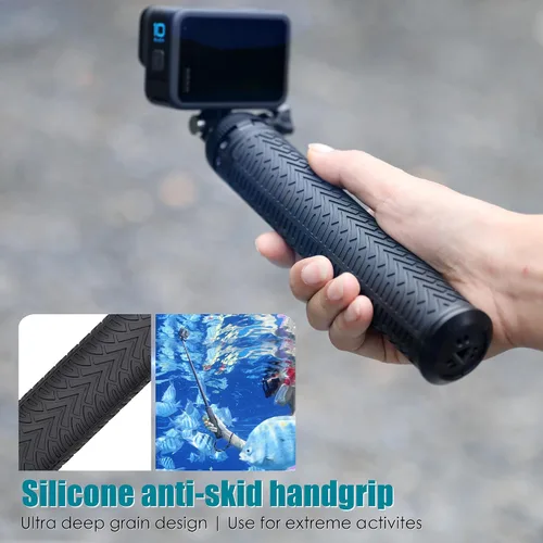 Miniatura 6 de Trípode de aluminio extensible para selfie stick de 28 pulgadas para GoPro Hero 13 12 11 10 9 8 7 6 5 Max Fusion/DJI, soporte de trípode 3 en 1