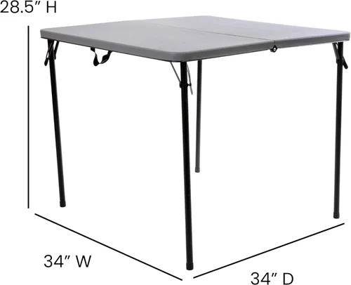Miniatura 3 de Flash Furniture Dunham Mesa Cuadrada de Plástico Plegable para Eventos de 2.83 Pies con Asa de Transporte, Mesa de Banquete Portátil Bi-Fold
