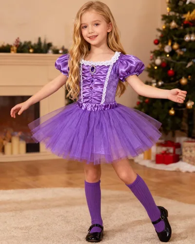 Miniatura 131 de Century Star Tutú de 4 capas para niñas pequeñas, faldas de ballet de tul para baile de princesa, esponjoso, para fiestas de cumpleaños de 2 a 8 años