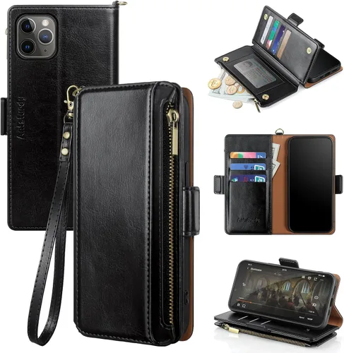 Miniatura 16 de Antsturdy Funda tipo cartera compatible con iPhone 11 Pro Max, funda de piel sintética con bloqueo RFID, funda para teléfono para mujeres y hombres