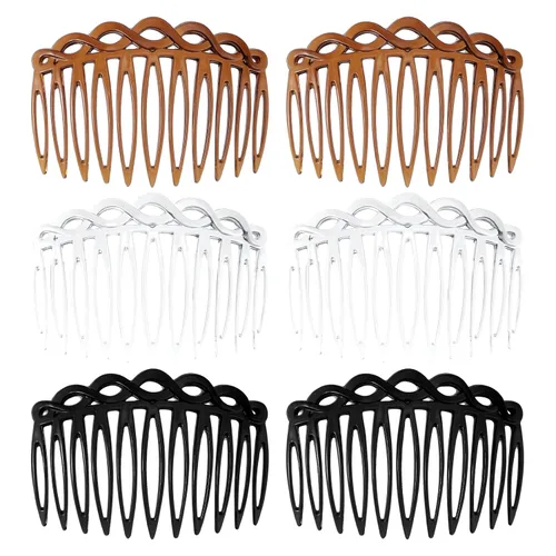Mabor 6 peines laterales franceses para mujer, accesorios de peine para el cabello, peine decorativo giratorio, 3 colores para múltiples peinados,