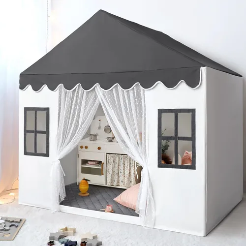 Miniatura 8 de Tienda de campaña para niños con alfombra, tienda de campaña grande para interiores para niñas y niños, tienda de campaña para niños pequeños, Marrón