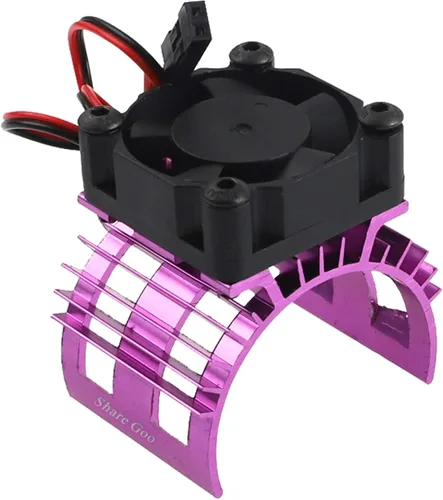 Miniatura 6 de Share Goo Disipador de calor de aleación con ventilador de enfriamiento de 5 V para 1/10 coche 540 550 3650 motor sin escobillas motor RC auto