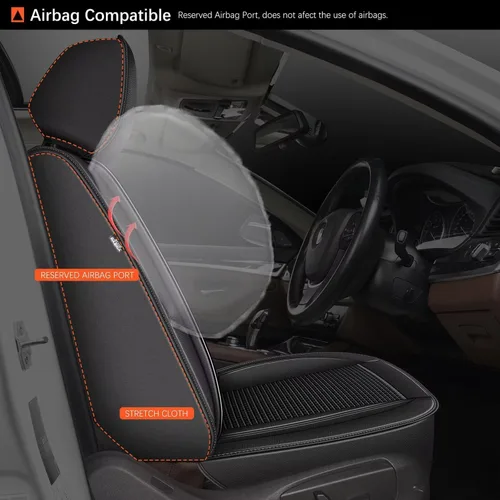 Miniatura 2 de DISUTOGO Fundas de asiento delantero para Ford Expedition 2011-2021: funda de asiento de automóvil de cuero de seda de hielo, impermeable, 015-negro