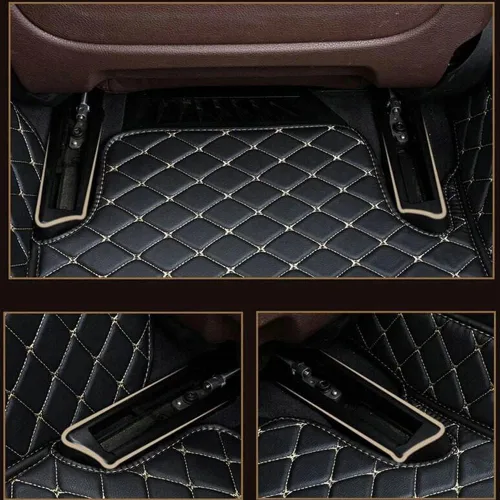 Miniatura 3 de Tapetes para piso de automóvil, protección específica para todo tipo de clima, compatible con la mayoría del 98% de los autos, SUV (beige y negro)