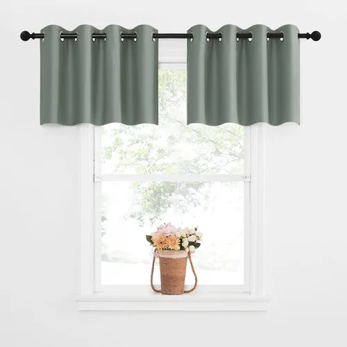 Miniatura 200 de NICETOWN Cortinas opacas de cocina para ventana sobre el fregadero, aislamiento térmico, decoración del hogar, pequeños niveles opacos con ojales