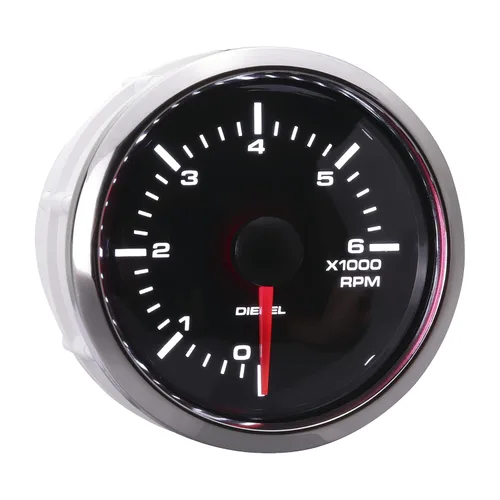 MOTOR METER RACING Serie MGS Tacómetro Eléctrico Diesel de 52mm 2-1/16" 6000 RPM Esfera Negra Retroiluminación LED Blanca Impermeable para