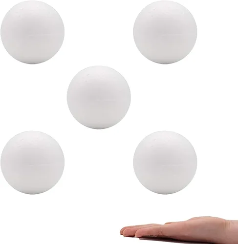 Crafare Paquete de 5 bolas de espuma blancas de 3 pulgadas para manualidades, bolas redondas de espuma de poliestireno para artes, hogar, escuela,