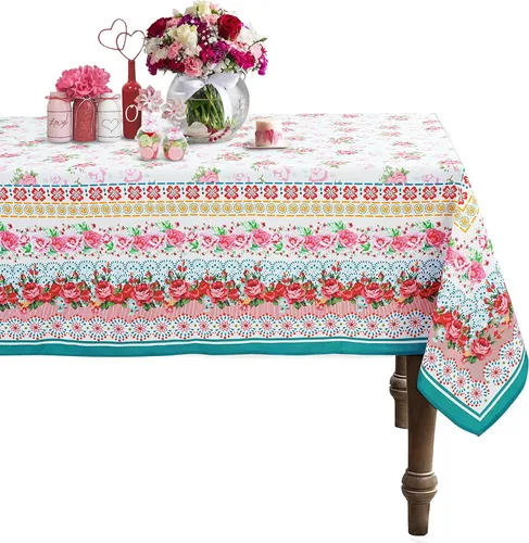 Miniatura 9 de Mantel Ovalado - 54x72 Pulgadas, Mantel Rústico Estilo Cerámica Polaca Clásico Francés Campestre Estampado Cubierta de Mesa para Decoración