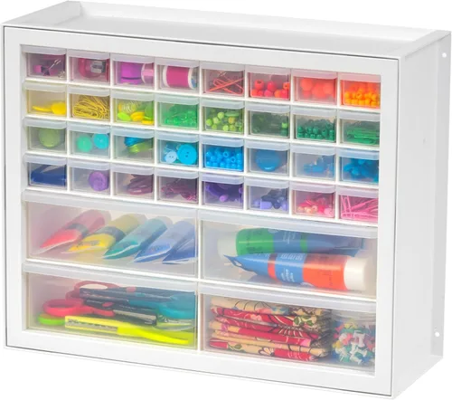 Miniatura 13 de IRIS USA Cajones de almacenamiento pequeños de plástico, 10 cajones - 2 paquetes, caja de herramientas para maestros apilable, organizador de piezas