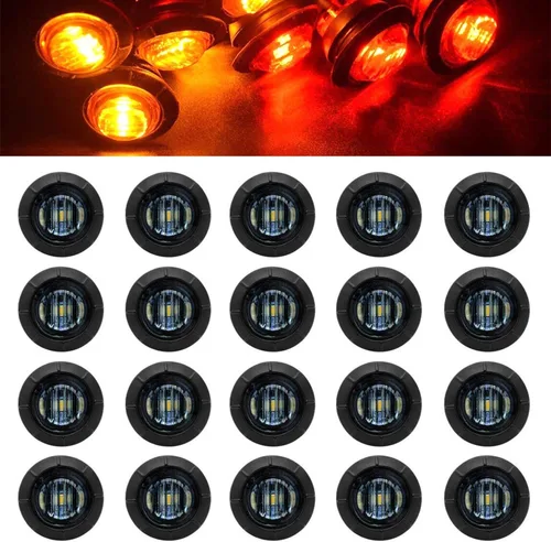 Miniatura 9 de FXC Luces LED de señalización de 3/4" redondas, indicadores de advertencia, luces laterales, frontales y traseras, luces de giro, cola y marcha