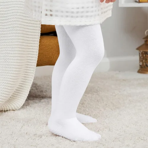 Miniatura 2 de Zando Mallas de algodón para bebés y niñas, acogedoras mallas de agarre antideslizantes para bebés, mallas de punto sólido, medias cálidas