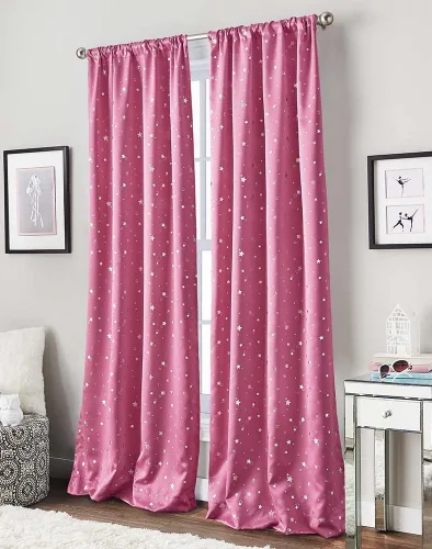 Curtainworks Starry Night 1Q82470GPK - Cortina de ventana con bolsillo para cortinero, 84 pulgadas, color rosa