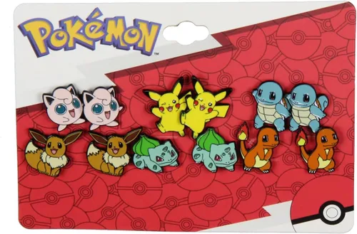Miniatura 3 de Juego de 6 aretes de Pokemon con diseño de personajes esmaltados