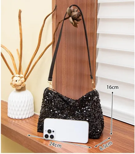 Miniatura 3 de Bolso de noche para mujer, bolso cruzado de noche con lentejuelas, elegante bolso de mano con purpurina para mujer, boda, graduación, fiesta