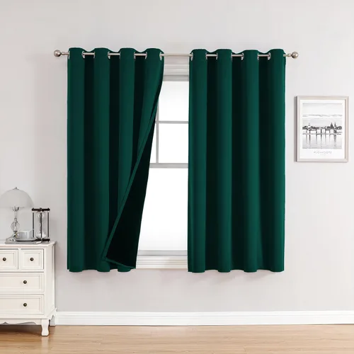 Miniatura 29 de ChrisDowa - Cortinas 100% opacas, para dormitorio, con forro negro, 2 capas gruesas, aislamiento térmico y ojales, 63 pulgadas de largo, juego de 2