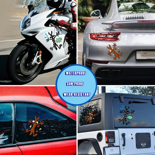 Miniatura 4 de 2 piezas de 10" x 6.1" calcomanías reflectantes para auto con dibujos de coyotes divertidos, calcomanías para parachoques para Jeep, camiones