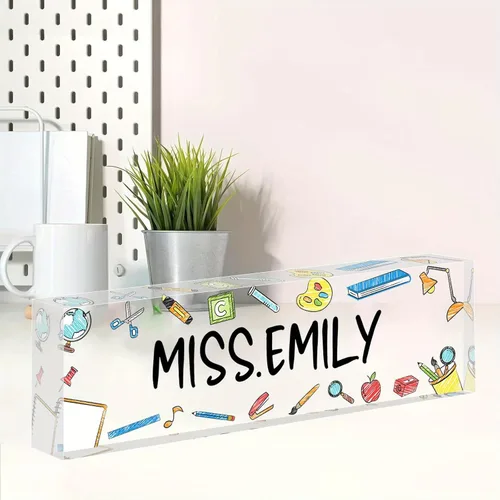 Placa de nombre personalizada, placa de nombre personalizada para oficina, accesorio de escritorio de acrílico, regalos para compañeros de trabajo,