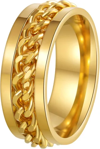 Miniatura 158 de Anillos giratorios para la ansiedad para hombre, anillos clásicos de cadena para mujeres y adultos, anillo de acero de titanio