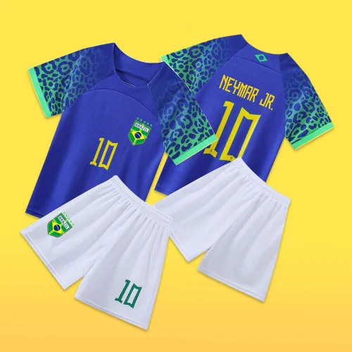 Miniatura 3 de Casmyd Ney'MARR #10 - Camiseta de fútbol de Brasil y pantalones cortos para niños, camiseta de fútbol americano para niños y niñas
